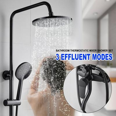 Латунный Душевой Набор Многофункциональный Термостатический Душ Матовые Смесители для Ванной Комнаты Смеситель для Ванны Душевая Система Черный