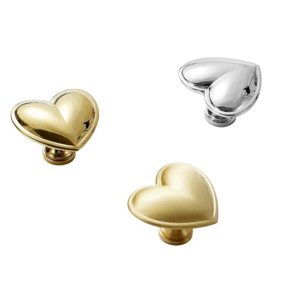 Brushed Chrome Gold Drawer Pull Handle Modern Minimalist Heart Shaped Knob Wardrobe