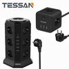 Tessan Многорозеточный удлинитель Tower с 3/12 розетками, 3/5 USB-портами, удлинительная розетка европейского стандарта, сетевой фильтр для домашнего офиса