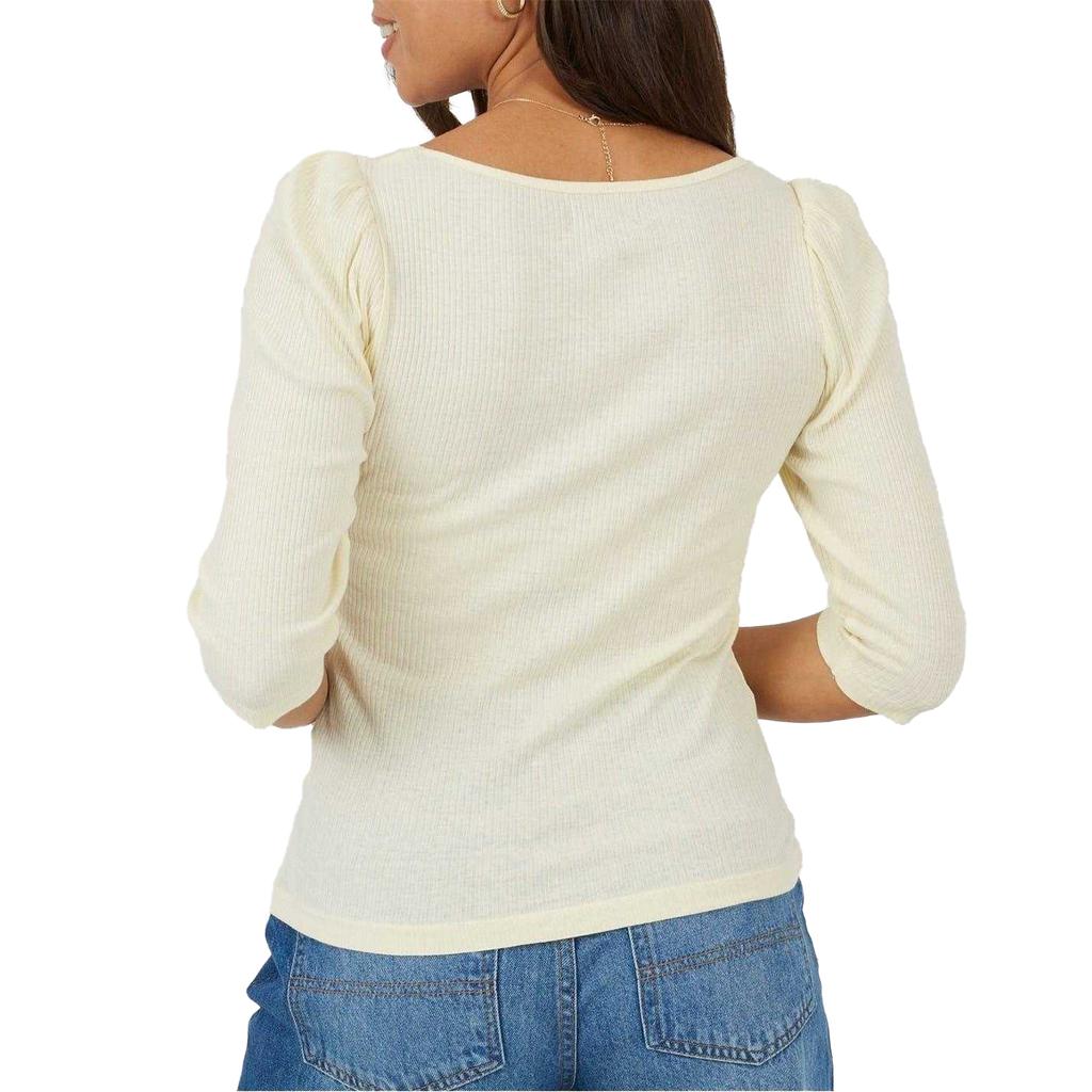 Brave Soul Womens/Ladies Ribbed Square Neck Puff Sleeve Top