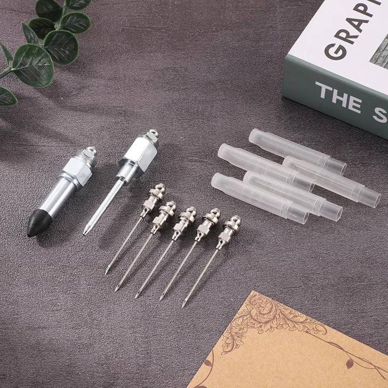 7-Piece Greasegun Needle Accessory Set, Including 5 Grease Needle Nozzles 1 Grease Needle Dispenser 1 Rubber Nipple