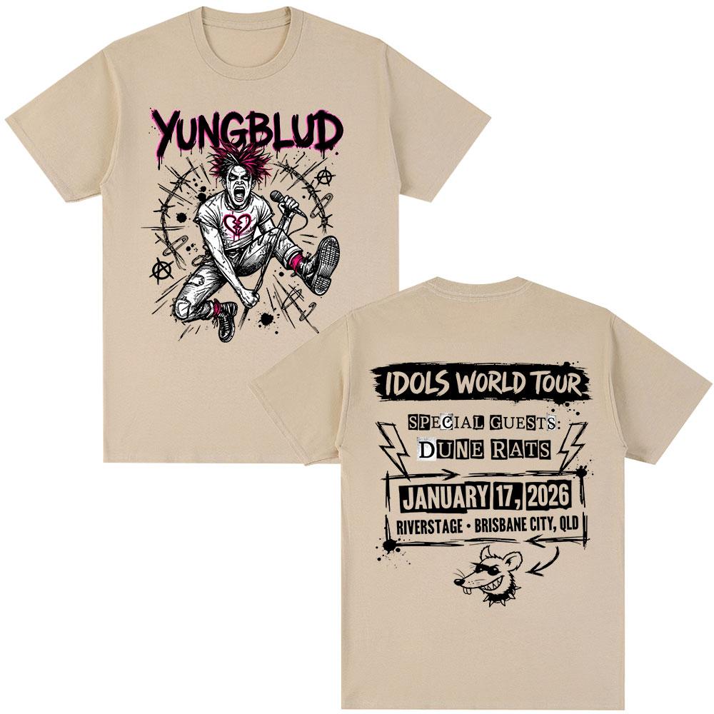 Yungblud IDOLS World Tour 2026 Merch Tshirts Mens Clothing Fashion Short Sleeves Tshirt Cotton Summer Oversized T Shirt Tops