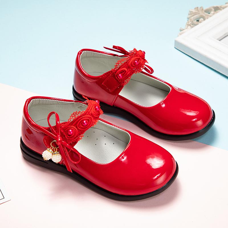 Обувь из кожи для девочек на вечеринку, свадьбу, детские школьные туфли на плоской подошве с цветочными цветами, детская принцесса, милая обувь для выступлений