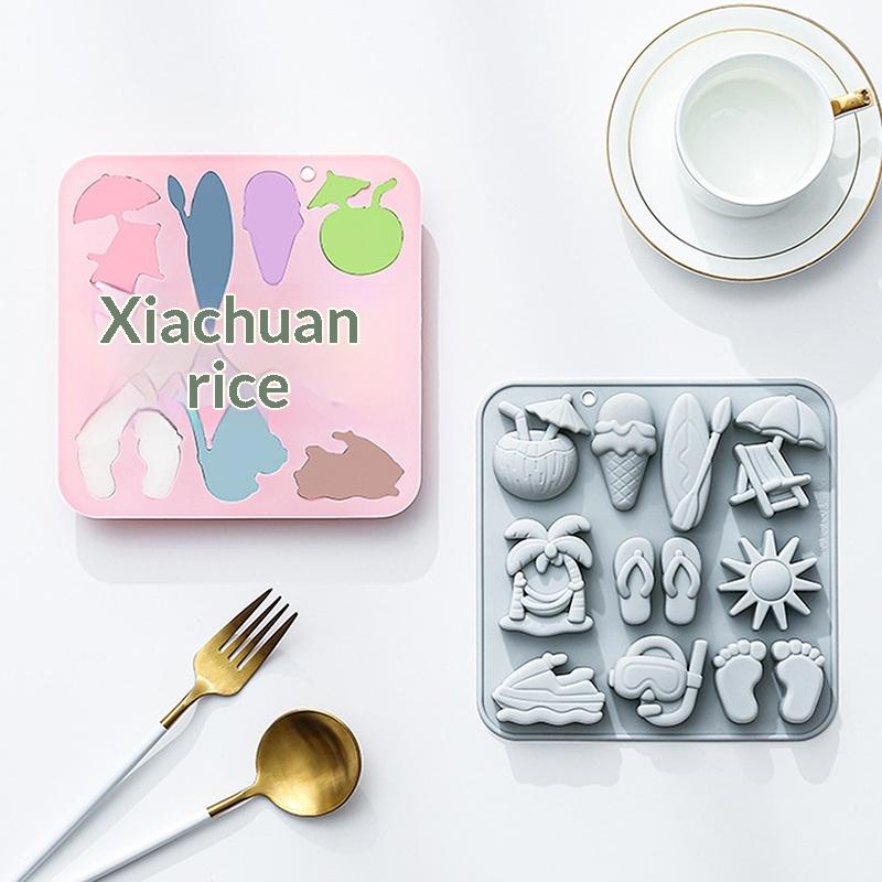 Summer Beach Theme Silicone Mold For Chocolate, Candy Chocolate Mold For Tropical Summer Party Marine Jello Cookie Ice Cube Mold