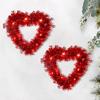 Венок в форме сердца, цветочная гирлянда из искусственных роз, венок на дверь для украшения дома, свадьбы, Дня святого Валентина, красный, 12 дюймов