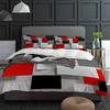 Geometric Red Black Gray Solid Abstract 3pcs Bedding Set For Double Bed Home Textile Duvet Cover Quilt Cover Pillowcase