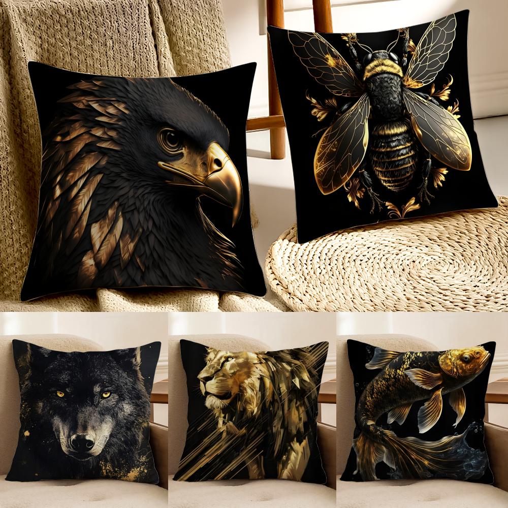 BBlack Gold Eagle Pillow Luxury Decor Cushion Cushion Cover Pillowcase Antidustmite living Room Sofa Decor Cushion Room