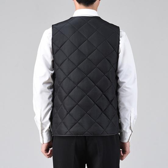 Мужской осенне-зимний пуховый жилет с карманом и застежкой на пуговицы с v-образным вырезом, однотонный холодостойкий жилет без рукавов