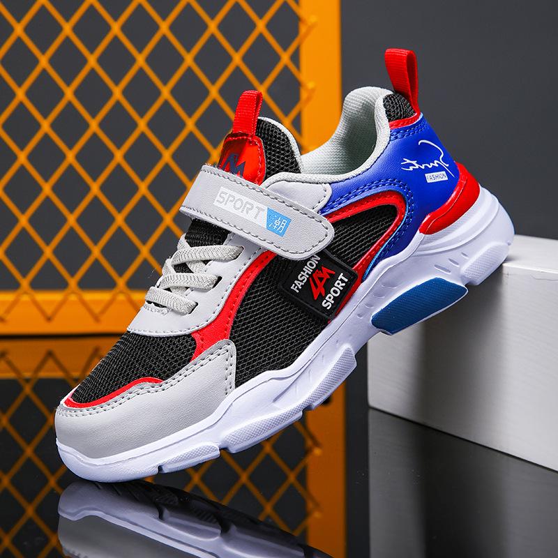 Sports Shoes Sports Shoes Boys' Medium and Large 2025 Mesh Leather Surface Children's Casual Shoes Casual Classmates Boys Running New