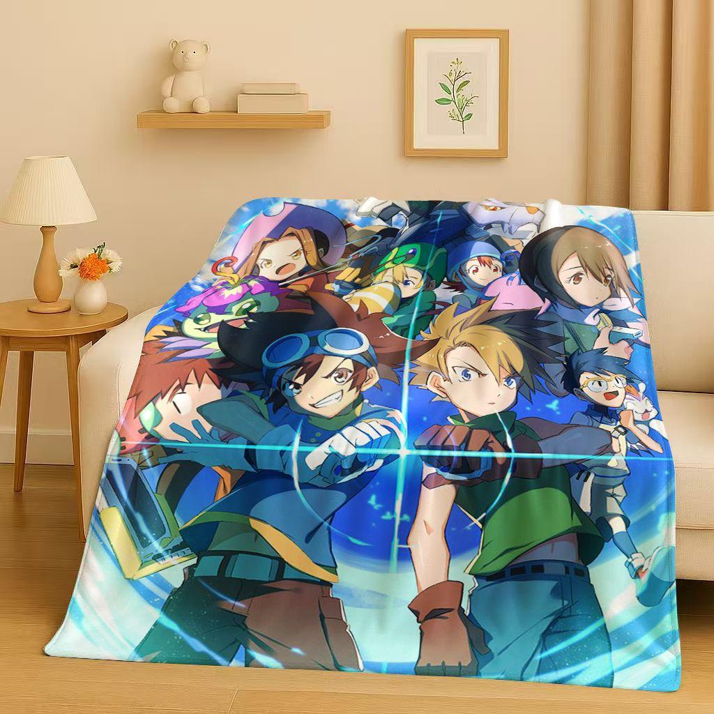 Retro Cartoon Digimon Adventure Angemon Flannel Blanket,Soft Warm Plush Throw for Home Bedroom Bed Sofa Cover Picnic Office Kids