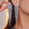 Fashion Full Diamond Long Tassel Earrings Temperament Rhinestone Earrings Dress Accessories Women's Earrings 1 Pair