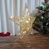LED Star Christmas Tree Topper Glitter Gold Metal Star Light Ornament Battery Powered