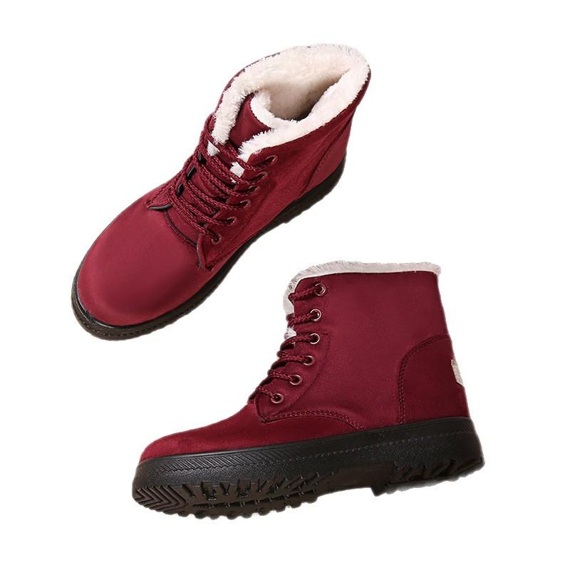 Женские зимние ботинки до щиколотки в корейском стиле от Temu - больших размеров, на плоской подошве, на флисовой подкладке, с хлопковой подкладкой
