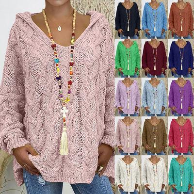 Женский повседневный модный свитер, вязаный пуловер, свободный свитер с капюшоном