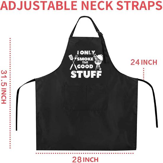 Rosoz Funny BBQ Black Chef Aprons for Men, Adjustable Kitchen Cooking Aprons for Men, Dad, Husband - Birthday, Father's Day