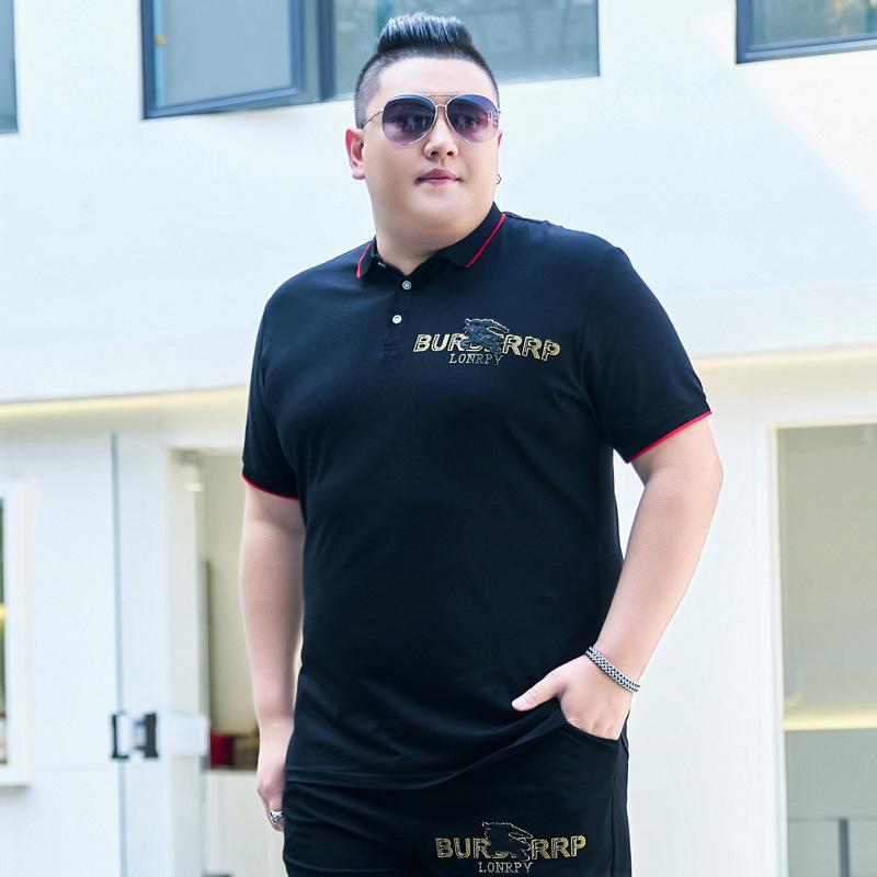 Plus Size Men's POLO Shirt Fat Man Short-sleeved T-shirt Men's Plus Fat Enlarged Lapel Top Fat Man Casual Half-sleeved Loose T