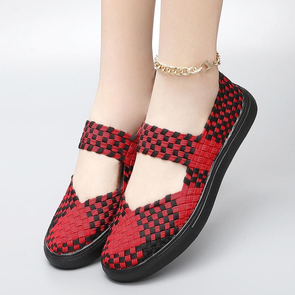 Новые женские туфли на плоской подошве на четыре сезона, плетеные туфли ручной работы, однотонные женские туфли, вязаные женские туфли, туфли-лоферы, женская обувь