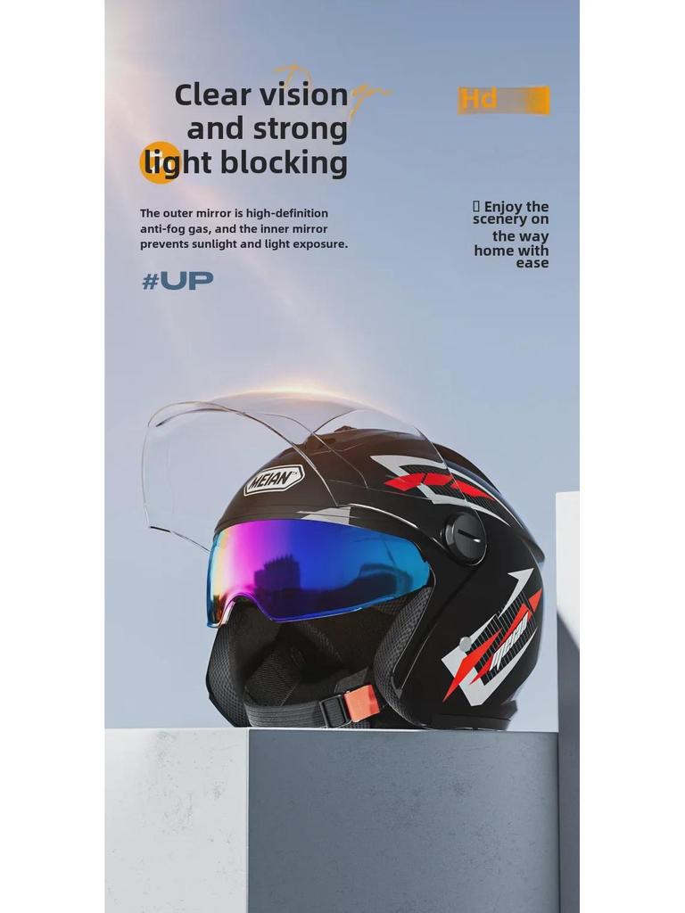 Зимний мотоциклетный шлем с аккумулятором и электрическими линзами, сертифицированный 3C, для мужчин и женщин - защита от холода и тепло