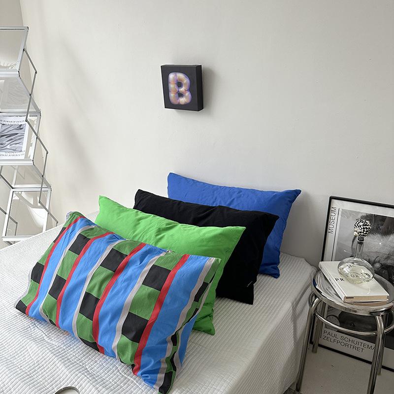 Наволочка из чистого хлопка в полоску, однотонная (Цельный кусок)