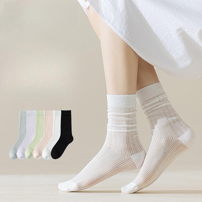 Women's Mid-calf Socks, Thin Ice Silk for Spring and Summer, Long Pile Socks for Summer
