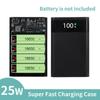 25W Super Fast Power Bank Shell Storage Box 18650 Battery Power Bank Case for 4x18650 Li-ion Batteries