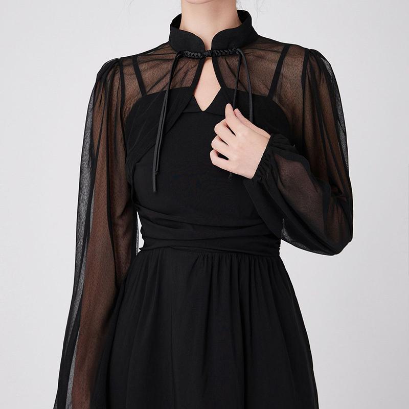 1 шт. шифоновая шаль в национальном стиле, универсальный чонсам с дисковой пряжкой, женский солнцезащитный декоративный воротник, накладной воротник, разноцветный