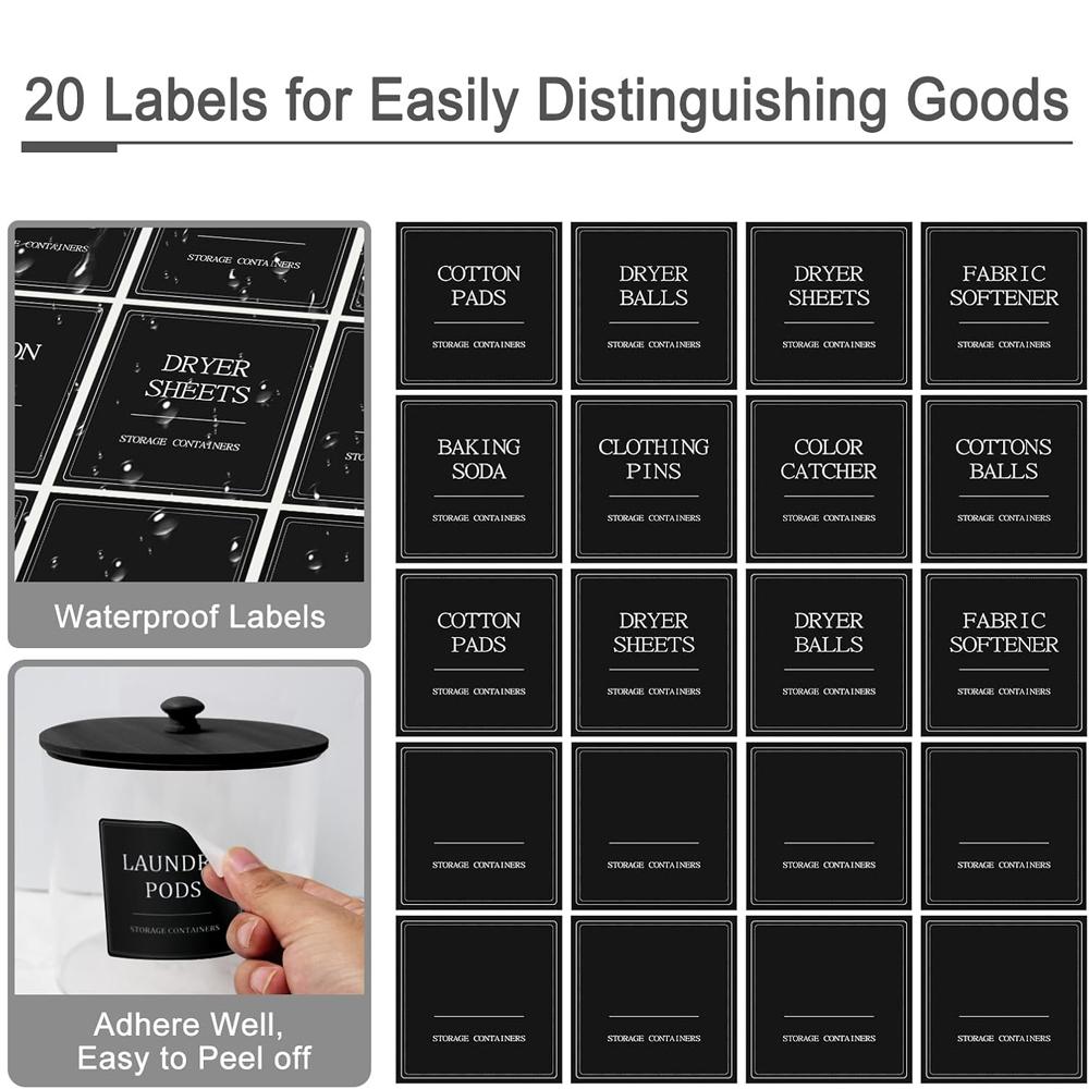 3+1 Pack Laundry Pods Containers & Dryer Sheet Holder & Laundry Detergent Dispenser, Laundry Room Organization and Storage Jars