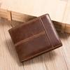 New Fashion Genuine Leather Men's Wallet Slim 2-Fold Wallet Handmade Genuine Soft Leather Multi-Functional Anti-Theft Men's Wallet with Coin Pocket