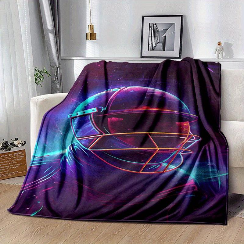 1pc Sports Printing Lightweight Flannel Blanket, Comfortable and Warm Blanket, for Camping Sofa Bed and Couch Office, Suitable for Gift Blank