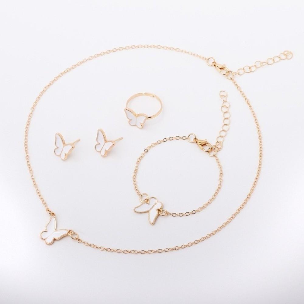 Dripping Oil Butterfly Jewelry Set Minimalist French Bracelets Earrings Set Party