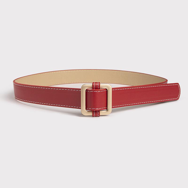 Женский кожаный ремень цвета розового золота с квадратной пряжкой и металлической застежкой для повседневной офисной одежды