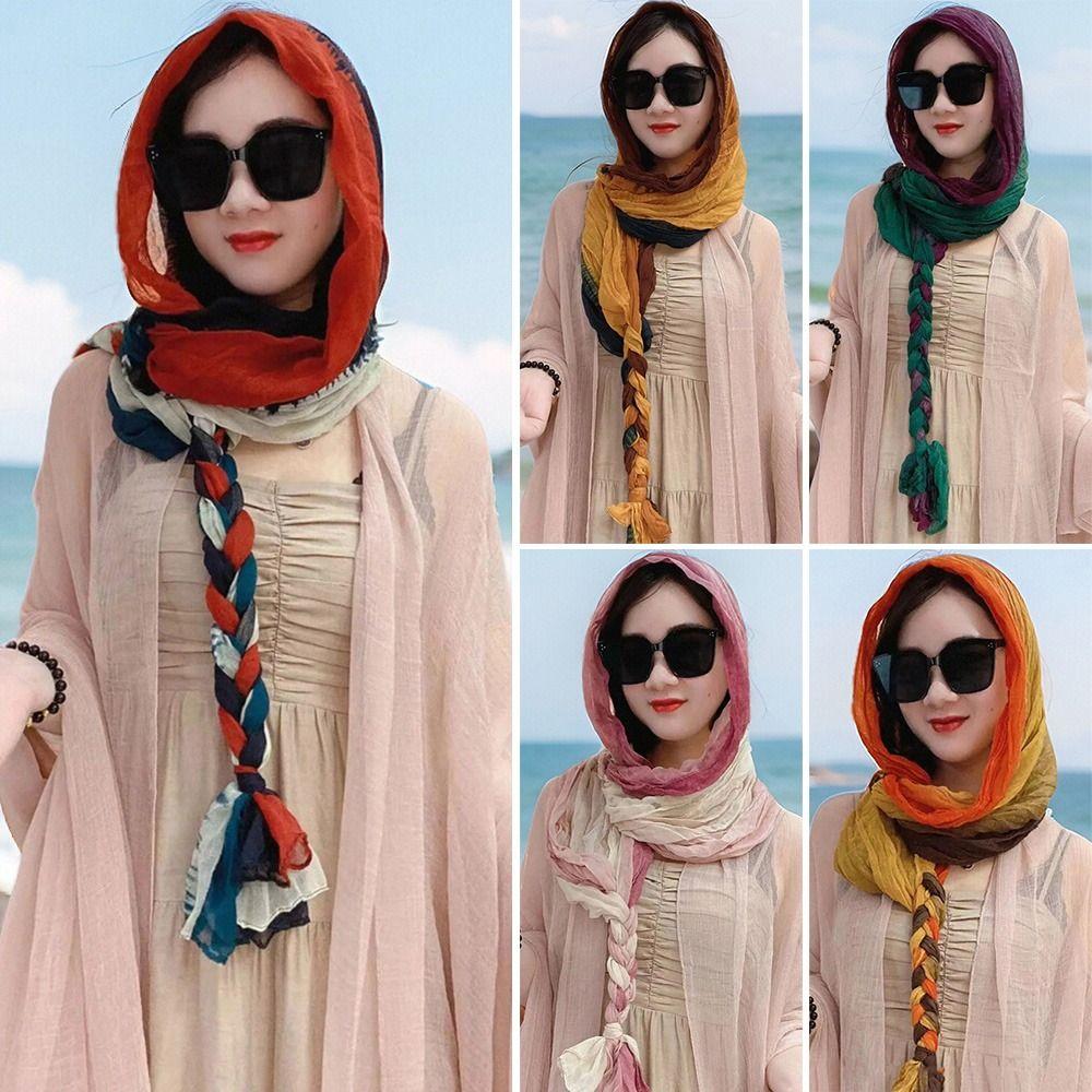 Handwoven Sunscreen Scarf Long Headscarf Shawl Fashion Accessory Beach Shawl Spring Summer