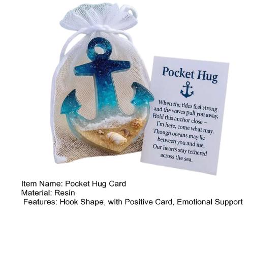 Pocket Hug Boat Hook with Positive Card Emotional Support Pocket Ocean Shell Sand Hook Token Decoration Inspirational Gift