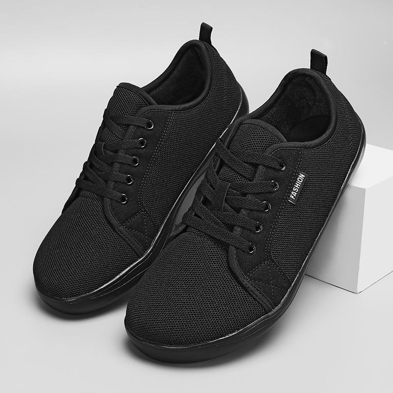 Мужские дышащие сетчатые повседневные спортивные туфли на широкой колодке, с низким верхом, на шнуровке, для улицы, нескользящие, для широкой стопы