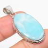 Natural Republic Larimar Gemstone 925 Solid Sterling Silver Pendant 1.75" O7y66