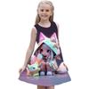 Fashion Girls Dresses Summer New Round Neck Vest Style 3D Printing Princess Skirt