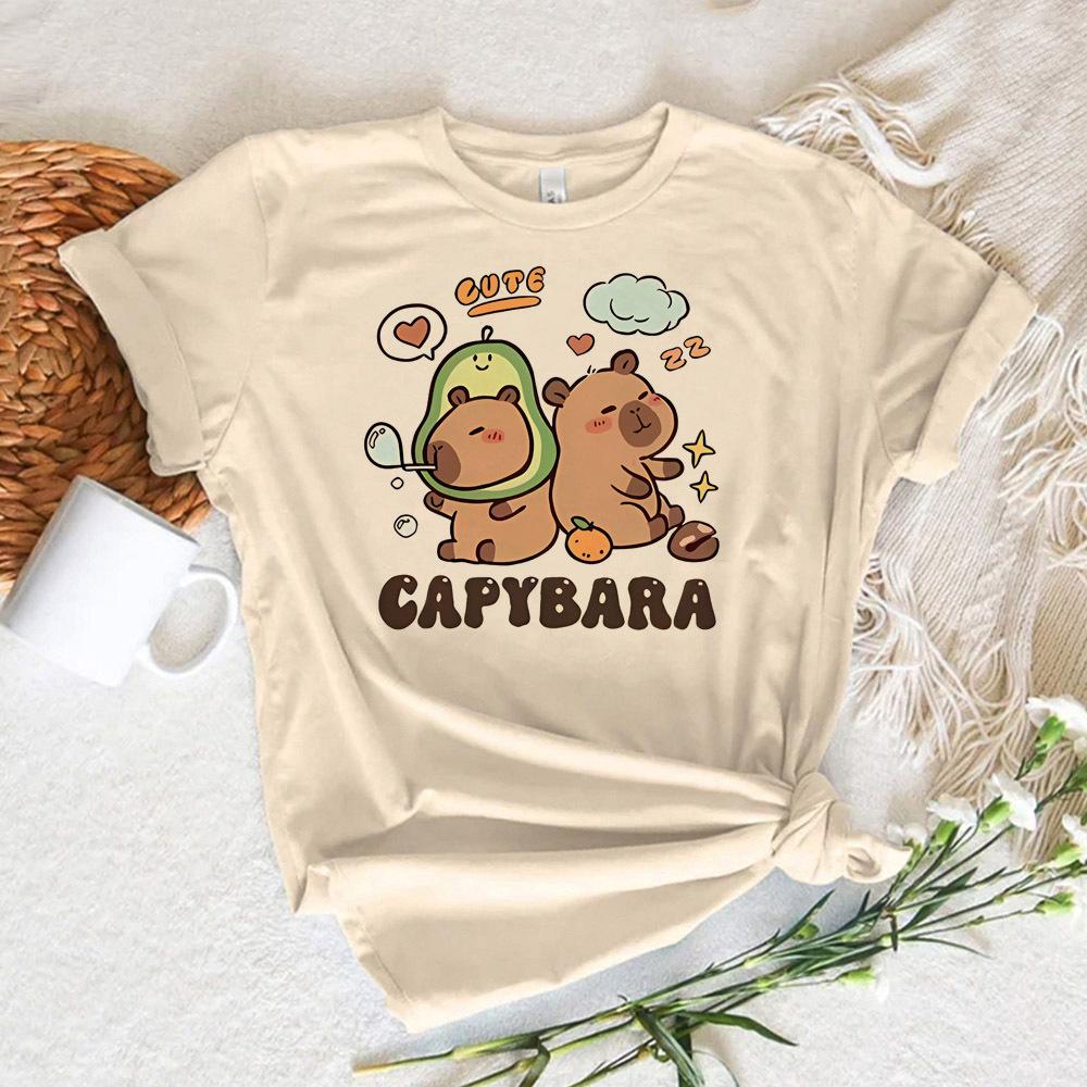 Capibara Capybara women 80s korean clothes Pop Culture Psychedelic Breathable t shirt Comfortable Classic women aesthetic