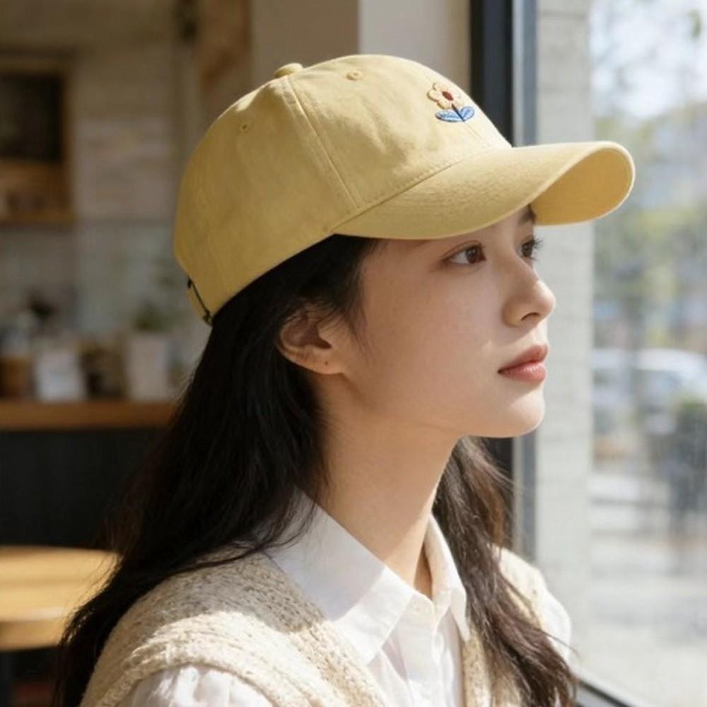Korean Style Embroidered Peaked Hat Adjustable Sunshade Casquette Flower Baseball Cap  Women