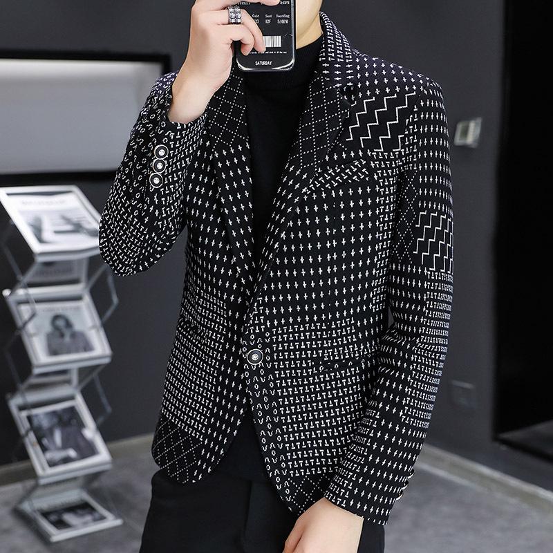 Пиджак мужской, весенне-осенний, корейская версия, трендовый, повседневный утепленный одиночный костюм, топ, модный брендовый облегающий зимний костюм, маленький костюм