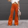 2023 Fashion Spring Womens Cargo Pants Casual Streetwear Trousers Autumn Solid Medium Waist Slim Fit Corduroy Flare Pants 25662