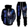 The Wolf King Autumn Winter 3D Printed Men's Hooded Sweater Set Men's Sportswear Tracksuit Long Sleeve Men's Clothing Suit