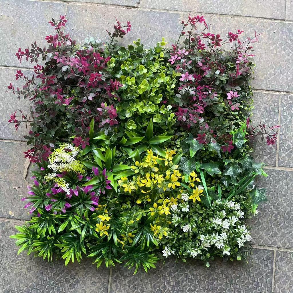 50×50cm Artificial Green Plant Wall - Plastic Vertical Garden, Fake Flower Wall, Synthetic Turf Background
