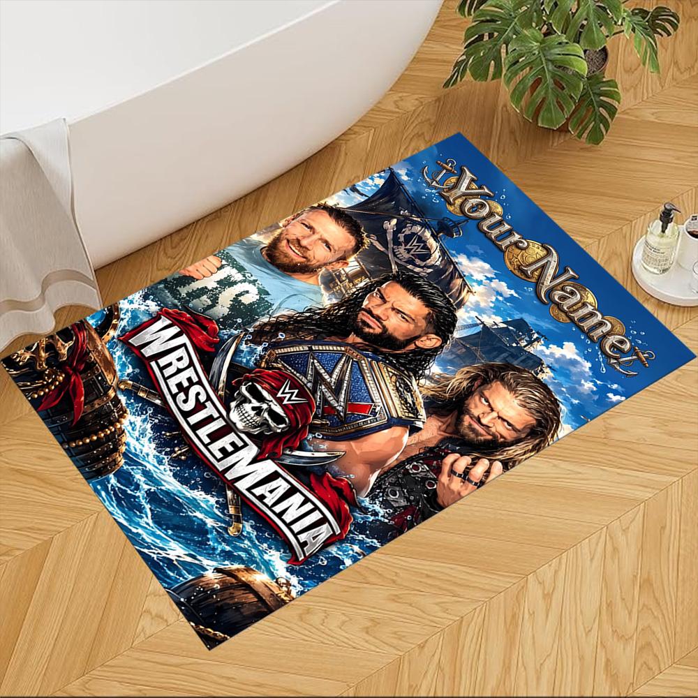 Wrestlemania Personalized Text Area Rug Design for Kitchen Dormitory Balcony Living Rooms Anti-slip Rug Decorate Offices Birthday/Christmas Gift