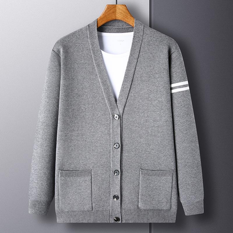 Autumn Men's Cardigan Knitted Jacket Young and Middle-aged Men's Loose Sweater Large Size Sweater Jacket
