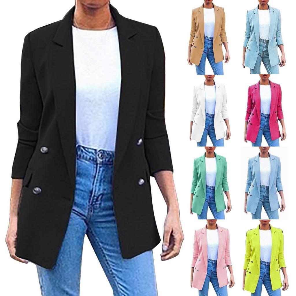 Women's Solid Colour Fashion Lapel Slim Fit Slit Pocket Cardigan Suit Coat