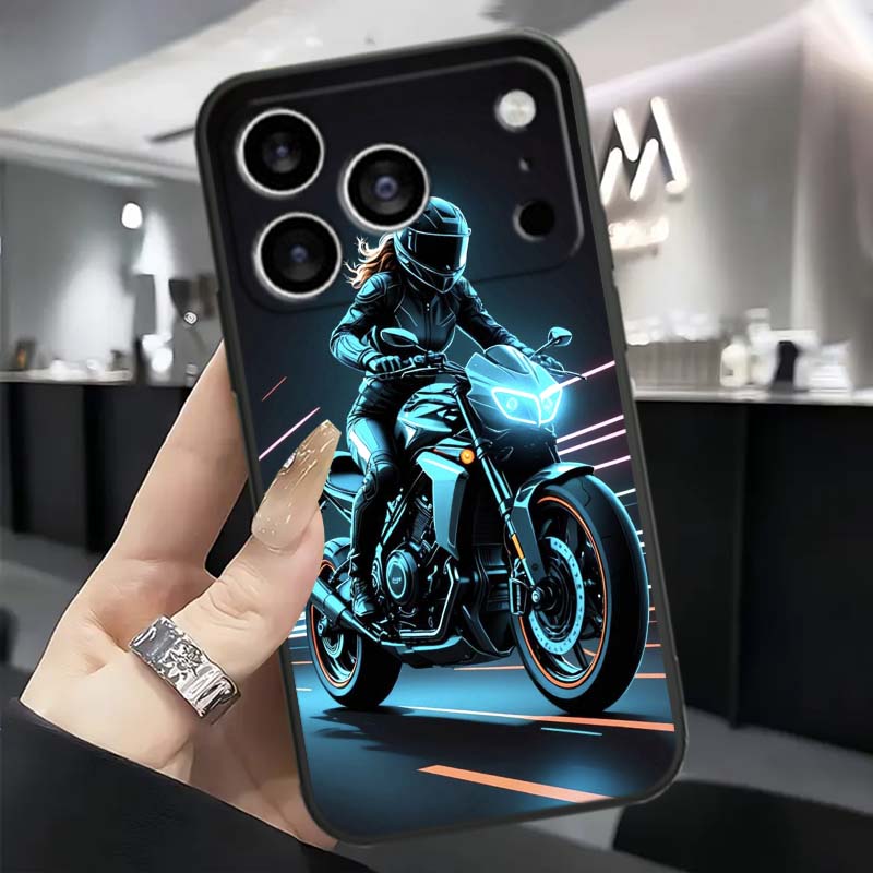 Модель Райдер Крутой Чехол Для Телефона Для Apple iPhone 17 16 16E 15 14 13 12 11 Pro Max Plus Черный Мягкий Силикон