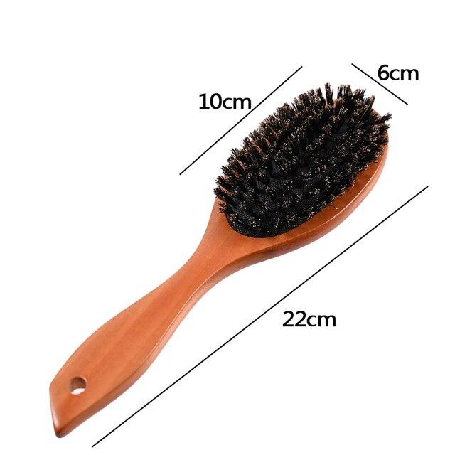 Natural Boar Bristle Hairbrush Massage Comb Smooth Hair Airbag Wooden Comb Smooths Frizz Anti -Static Hair Comb Styling Tool