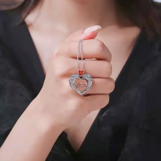 Ожерелье для мамы, женское ожерелье с подвеской в виде сердца из искусственного кристалла, подарок на День матери для мамы, бабушки, жены от дочери, сына