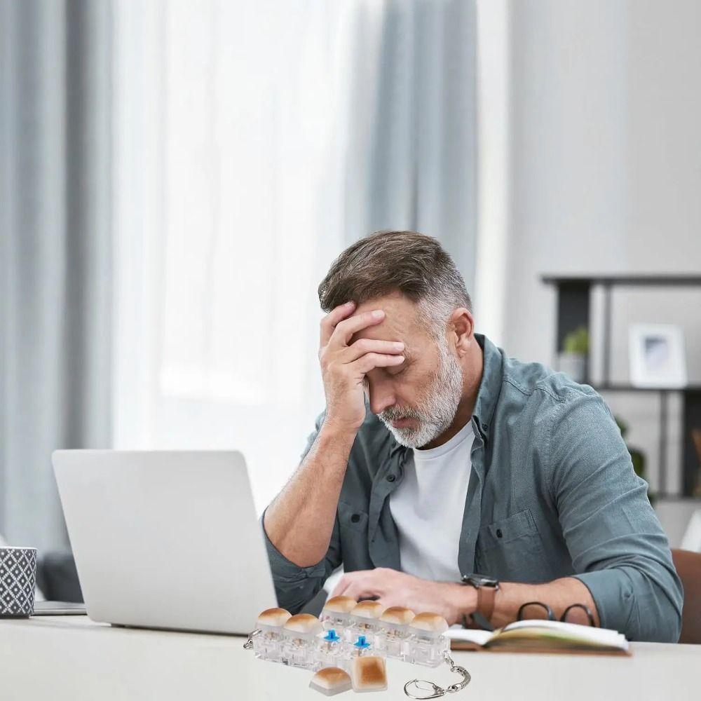 Cute Keyboard Button Keyring Creative Fidget Keycap Keychain Mini Pop Toy Pass The Time