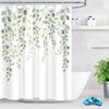 Tropical Green Leaves Plant On White Background Odorless Shower Curtains for Bathroom Showers and Bathtubs Decor with Hooks